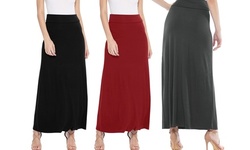 Women's Casual High Waist A-Line Maxi Long Skirt