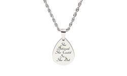 Pink Box Teardrop Inspirational Tag Necklace