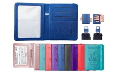 RFID Multi-function Leather Passport Holder with CDC Vaccination Card Slot