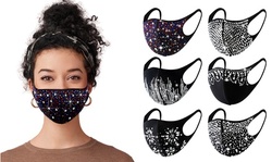 6 Pack: All Day Bling Bling Rhinestone Face Mask 
