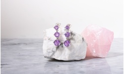 Past, Present Future Drop Earrings With Genuine Gemstones 