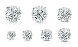 1CTTW - 13 CTTW Round Cubic Zirconia Stud Earrings in Sterling Silver  