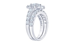 Cubic Zirconia Round Halo Bridal Engagement Ring Set Women Girls Fashion Jewelry