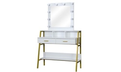 Vanity Table with Lighted Mirror, Makeup Vanity Dressing Table Dresser Desk