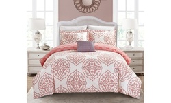 Onie 3/4 Piece Reversible Duvet Cover Set Two-Tone Medallion Zipper Closure 
