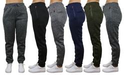 2-Pack Women's Loose-Fit Marled Fleece Jogger Sweatpants With Zipper Pockets