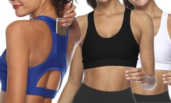 Women's Yoga Bras Sports Racerback Bra with Back Pocket 