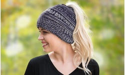 Women's Soft Knit Ponytail Hat 