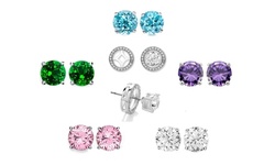 Set of 5 Interchangeable Crystal Halo Earring Made with Crystals From Swarovski