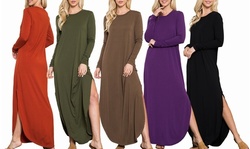 Acting Pro Solid Long Sleeve Maxi Dress