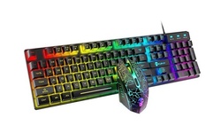 Gaming Keyboard and Mouse Set T6RGB Luminous Wired with Mouse Pad USB Kit