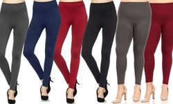 2-Pack Women's Fleece Lined Elastic High Waist Wideband Seamless Leggings 