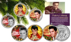 ELVIS PRESLEY JFK Half Dollar 3-Coin Set Christmas Tree Ornament Capsules
