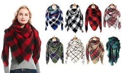 Haute Edition Women's Oversize Christmas & Plaid Square Blanket Scarves