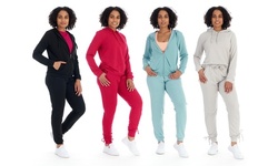 Women's 2-Piece Athleisure Fleece Jogger Sweatpants & Hoodie With Pockets Set