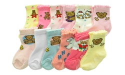 Cotton Blend Baby Socks with Non-Skid Bottom (12 Pair Pack)
