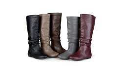 Journee Collection Womens Wide-Calf Mid-Calf Slouch Riding Boots