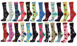 Frenchic Women's Fun & Funky Cotton Blend Crew Socks (12-Pairs)