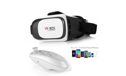 3D Glasses VR Box Headset Google Cardboard Virtual Reality & Bluetooth Control