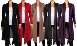 Women's Knee Length Hacci Draped Cardigan
