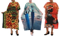 Women's Beautiful Prints Maxi Dress Caftan Comfortable Fit - One Size Fits Most