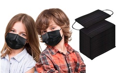 Kids Black Disposable 3-Ply Safety Face Mask ( 50, 100 or 200-Pack)