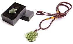 Irregular Shape Natural Crystal Green Gem Moldavite Pendant Necklace