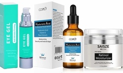 Anti-Aging Hyaluronic Acid Serum & Retinol Moisturizer Cream & Eye Gel Gift Set