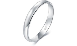 Italian Made Solid Sterling Silver 3MM Classic Wedding Band in Sizes 4-12