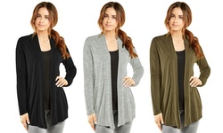 Women's Casual Long Sleeve Open Front Lightweight Drape Cardigan