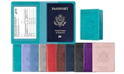 PU Leather Multi-function Passport Holder Cover with CDC Vaccination Card Slot