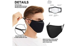 Reusable Cloth Face Mask Black Unisex Washable Breathable Adjustable Masks 
