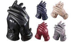 Women's Genuine Leather Gloves Windproof Winter Warm Velet Lining