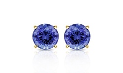 Solid 10K Gold 2CTW Created Tanzanite Stud Earrings By MUIBLU Gems