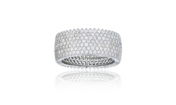 Solid Sterling Silver Diamond Pave Band
