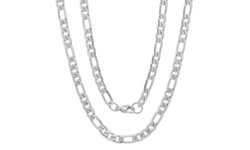 Men's Stainless Steel Diamond Cut Figaro Necklace DS