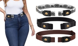 Men and Women's Buckle Free Adjustable Stretch Belts for Jeans and Pants 