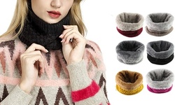 Winter Double-Layer Fleece Lined Thick Knit Neck Warmer Circle Scarf Windproof