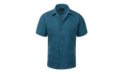 Guayabera Men's Cuban Beach Wedding Short Sleeve Casual Dress Shirt