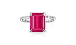 4.00 CTTW Pink Tourmaline Emerald Cut Solid Sterling Silver Ring