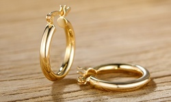 Polished 18K Gold Plated 15MM Wide Hoop Earrings By Sevil