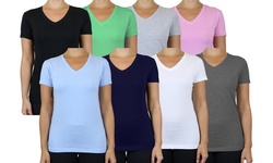 Women's 5-Pack Assorted V-Neck Short Sleeve Classic Tee (Sizes, S-3XL)