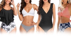 Women's Swimsuit V Neck Bathing Suit Swimwear Monokini Suits High-waisted Bikini
