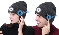 Headlamp Bluetooth Beanie Hats Music Sports LED Light Hats Hiking Flashlight Hat