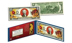 Chinese Zodiac YEAR OF THE TIGER Colorized 2 Dollar Bill US Legal Lucky Money