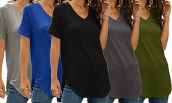 LESIES Women Casual V Neck Batwing Sleeve Shirt Loose Tunic Tops