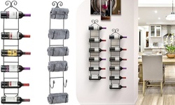 Sorbus Wall Mount 6-Tier Wine Bottle Storage & Towel Rack Organizer