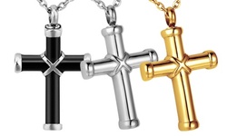 Titanium Steel Cross Pendant Memorial Cremation Ash Urn Necklace