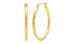 14K Gold Plated 30mm Thick High Polish Hoops
