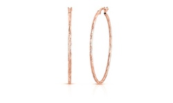 9.99 Sterling Silver 40mm Diamond Cut French Lock Hoop in Gold or Rose Gold